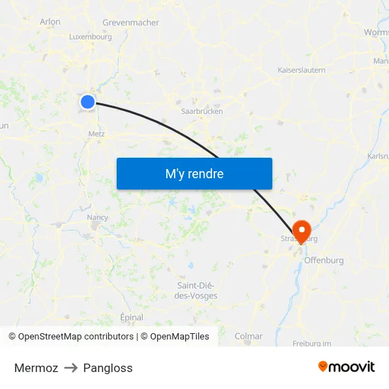 Mermoz to Pangloss map