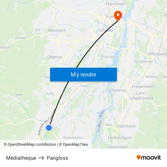 Médiathèque to Pangloss map