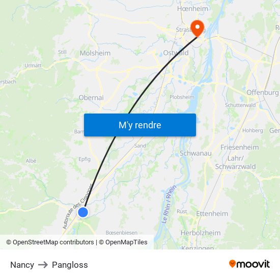 Nancy to Pangloss map