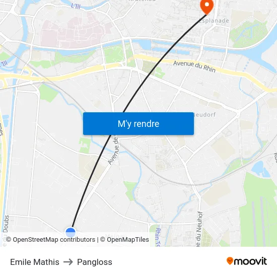 Emile Mathis to Pangloss map