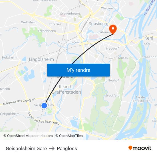 Geispolsheim Gare to Pangloss map