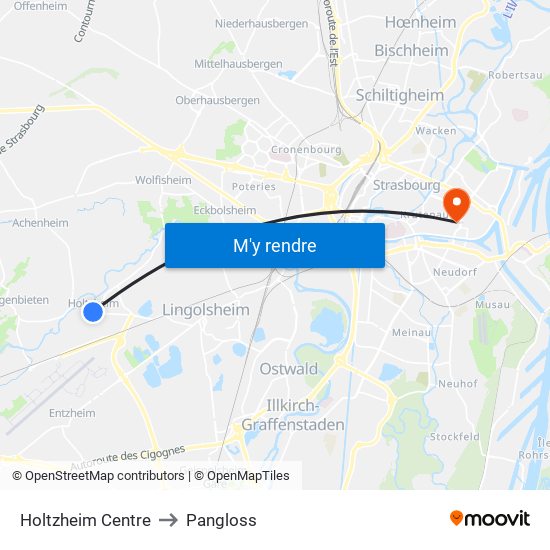 Holtzheim Centre to Pangloss map