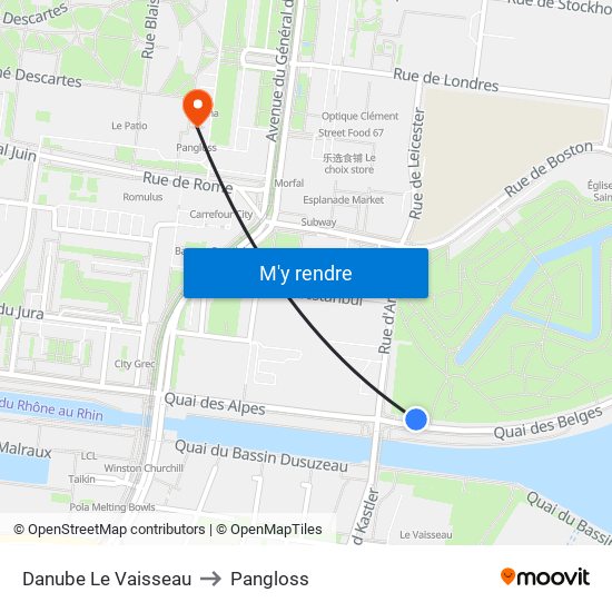 Danube Le Vaisseau to Pangloss map