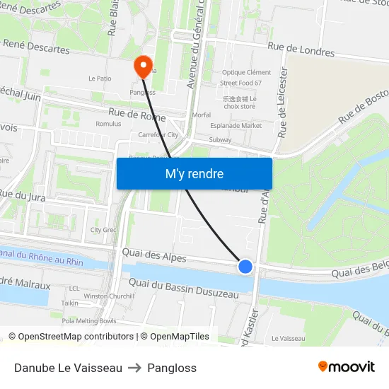 Danube Le Vaisseau to Pangloss map