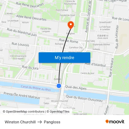 Winston Churchill to Pangloss map