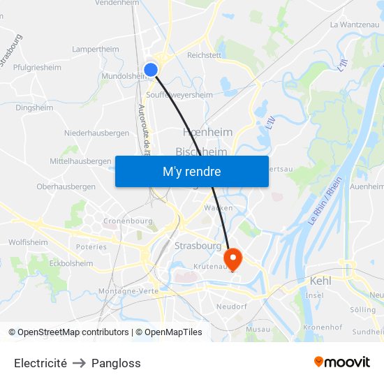 Electricité to Pangloss map