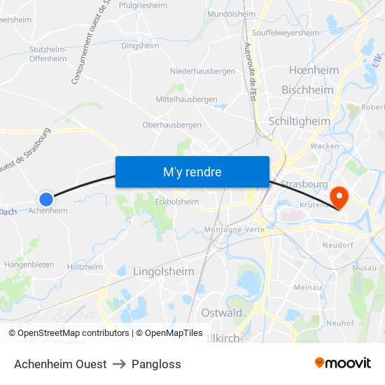 Achenheim Ouest to Pangloss map