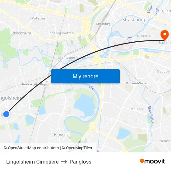 Lingolsheim Cimetière to Pangloss map