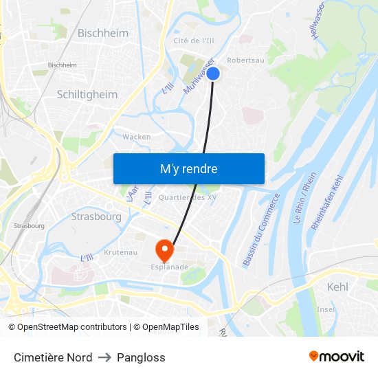 Cimetière Nord to Pangloss map