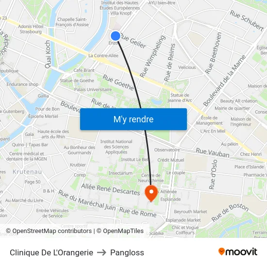 Clinique De L'Orangerie to Pangloss map