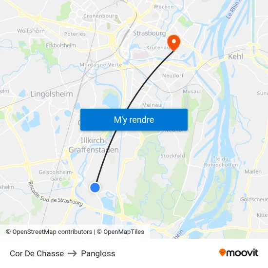 Cor De Chasse to Pangloss map