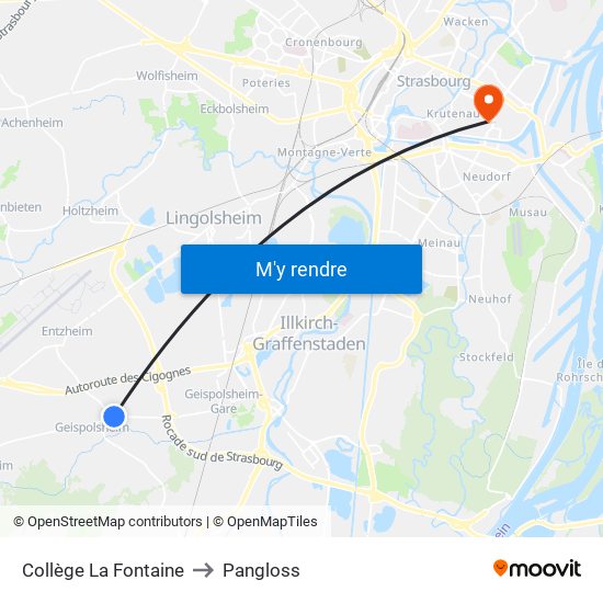 Collège La Fontaine to Pangloss map