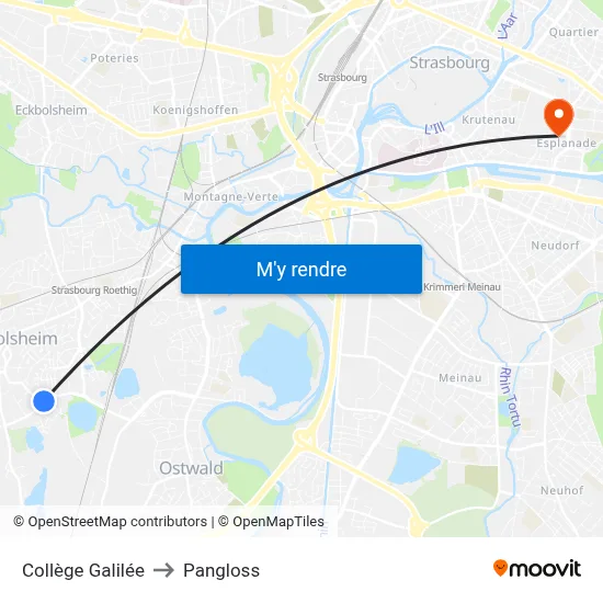 Collège Galilée to Pangloss map