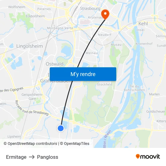 Ermitage to Pangloss map