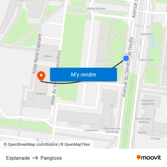 Esplanade to Pangloss map