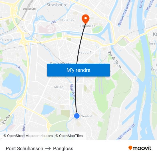 Pont Schuhansen to Pangloss map