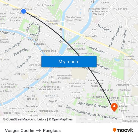 Vosges Oberlin to Pangloss map