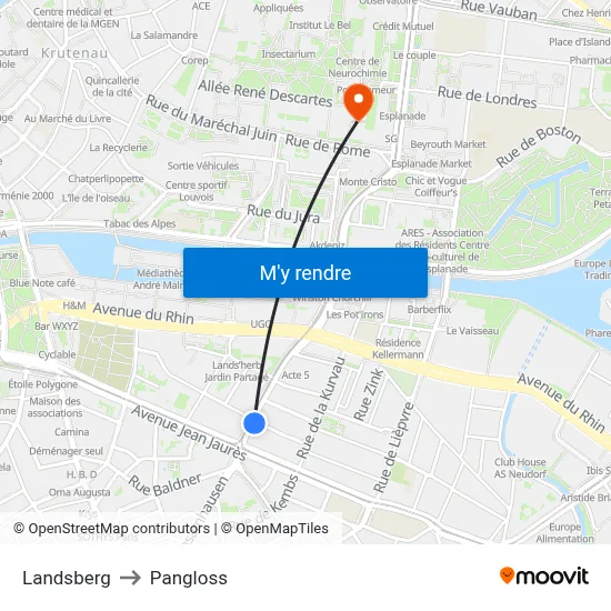 Landsberg to Pangloss map