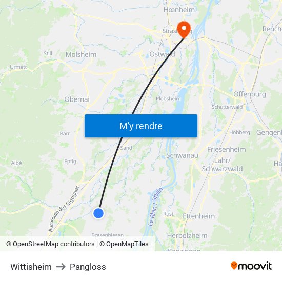 Wittisheim to Pangloss map