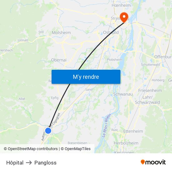 Hôpital to Pangloss map