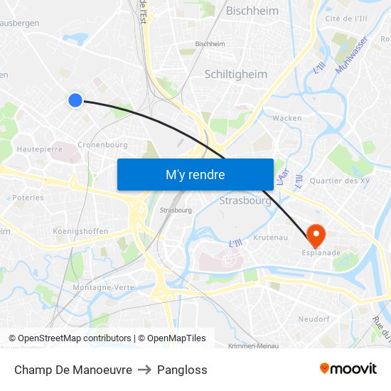 Champ De Manoeuvre to Pangloss map