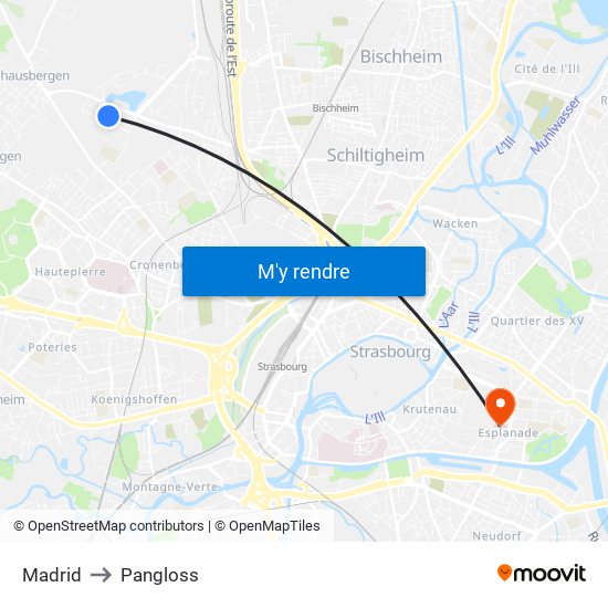 Madrid to Pangloss map