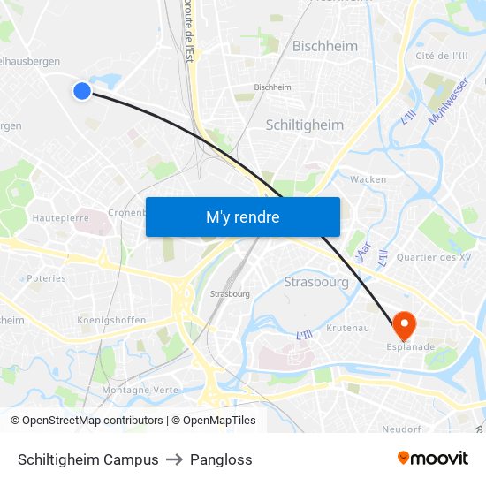 Schiltigheim Campus to Pangloss map