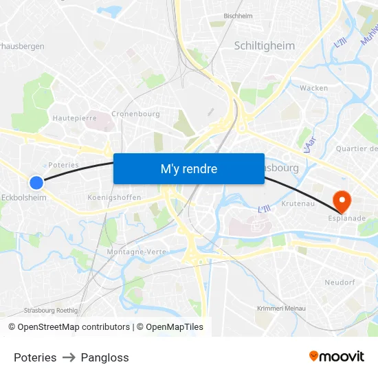 Poteries to Pangloss map