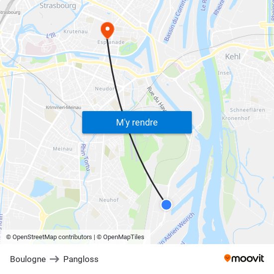 Boulogne to Pangloss map