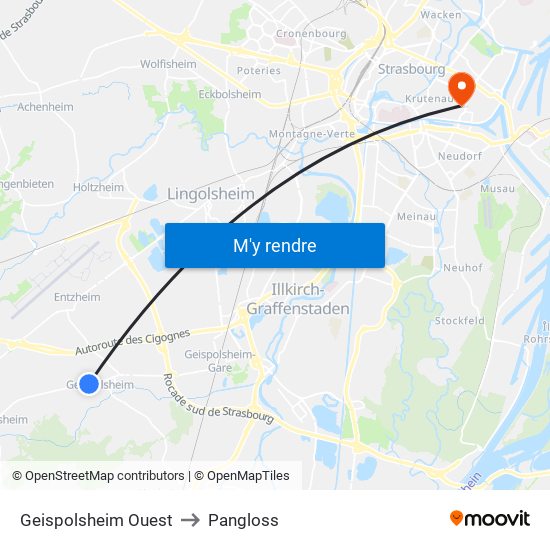 Geispolsheim Ouest to Pangloss map