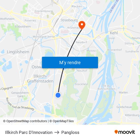 Illkirch Parc D'Innovation to Pangloss map