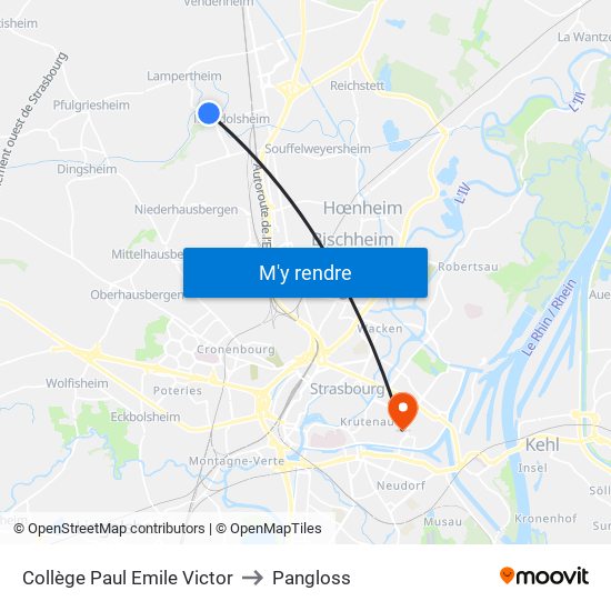 Collège Paul Emile Victor to Pangloss map