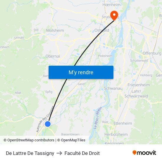 De Lattre De Tassigny to Faculté De Droit map