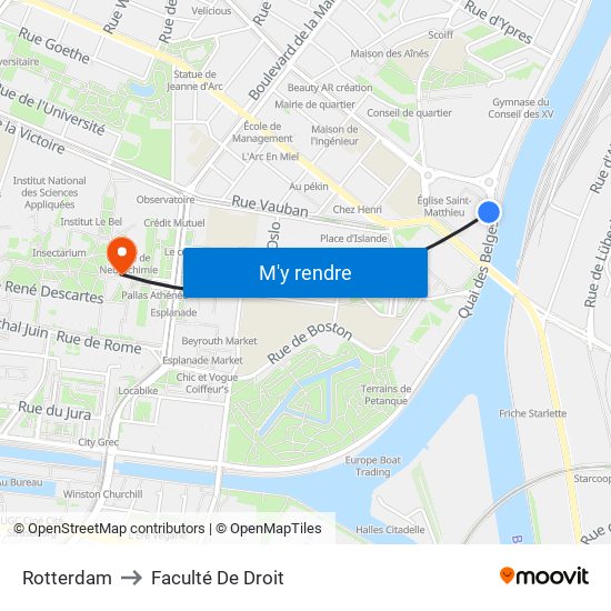 Rotterdam to Faculté De Droit map