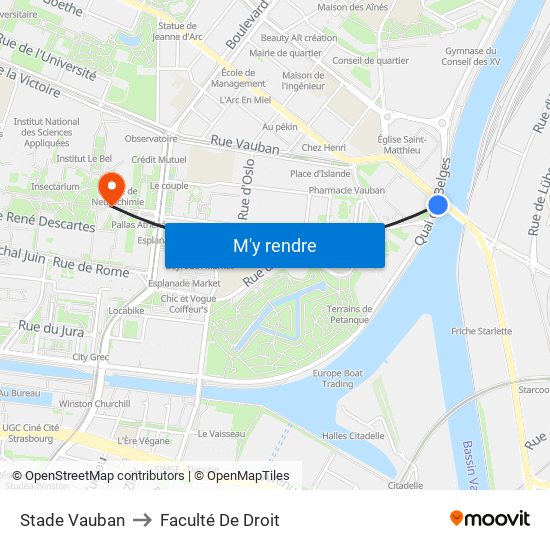 Stade Vauban to Faculté De Droit map