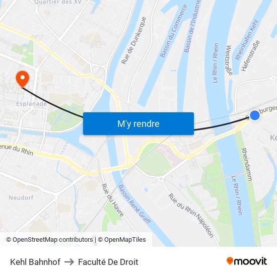 Kehl Bahnhof to Faculté De Droit map