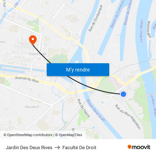 Jardin Des Deux Rives to Faculté De Droit map