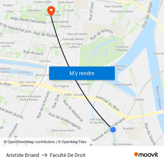 Aristide Briand to Faculté De Droit map