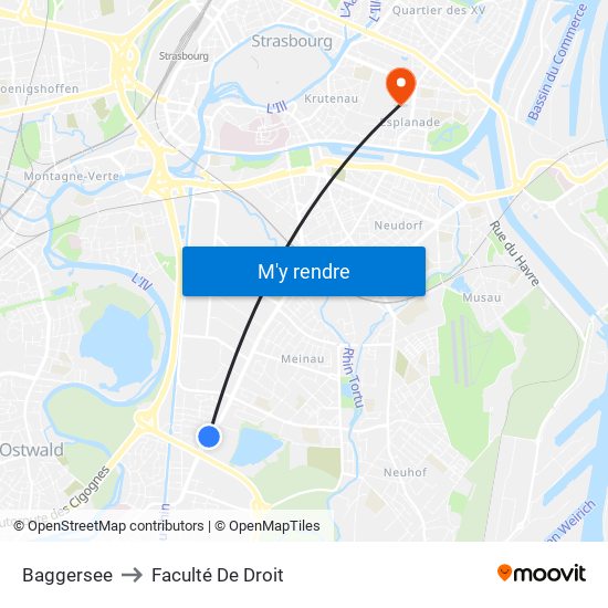 Baggersee to Faculté De Droit map
