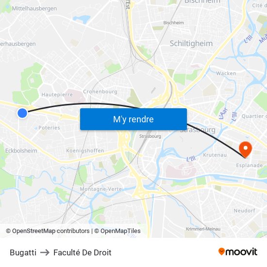 Bugatti to Faculté De Droit map