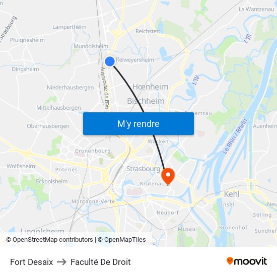 Fort Desaix to Faculté De Droit map