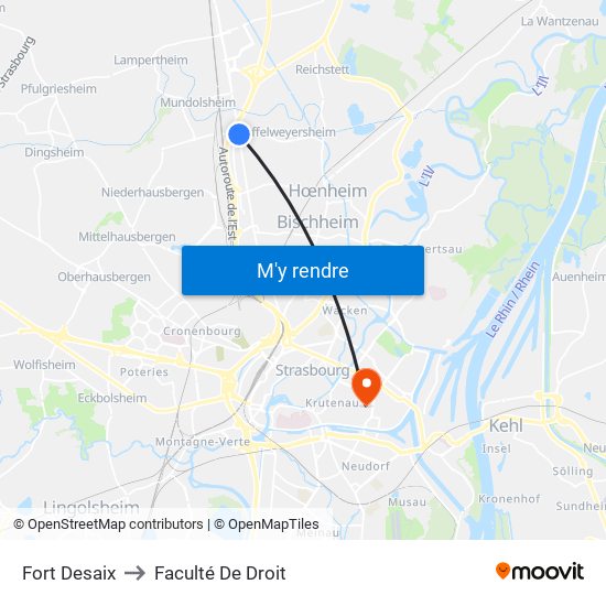 Fort Desaix to Faculté De Droit map