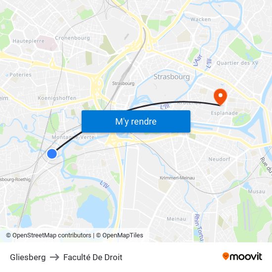 Gliesberg to Faculté De Droit map