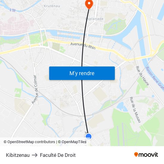 Kibitzenau to Faculté De Droit map