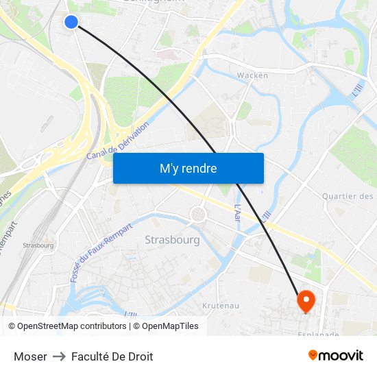 Moser to Faculté De Droit map