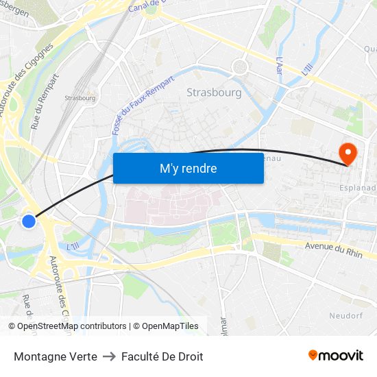 Montagne Verte to Faculté De Droit map