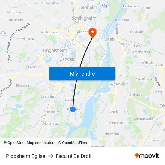 Plobsheim Eglise to Faculté De Droit map