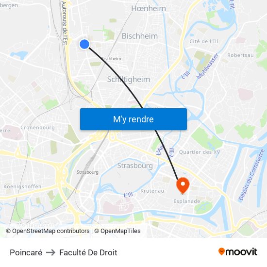 Poincaré to Faculté De Droit map