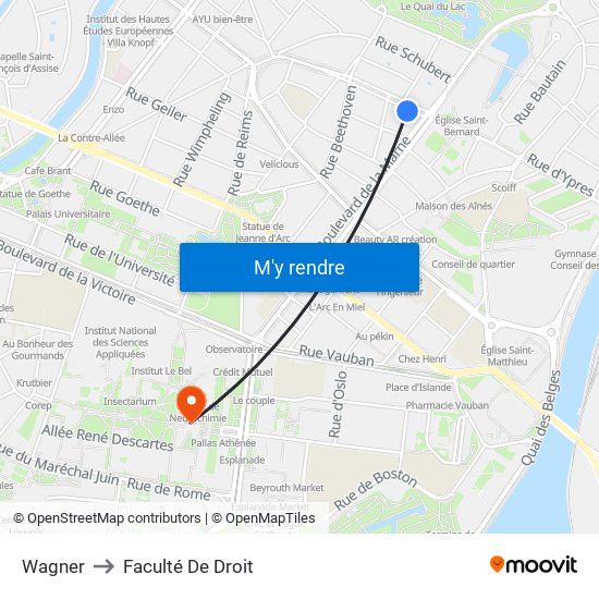 Wagner to Faculté De Droit map