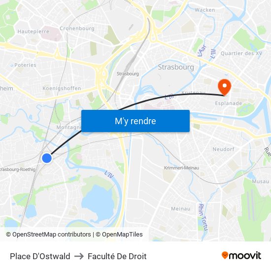 Place D'Ostwald to Faculté De Droit map